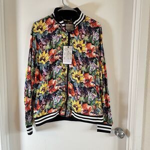 NWT Cactus Man Lightweight Floral Multicolor Bomber Jacket USA Size XL